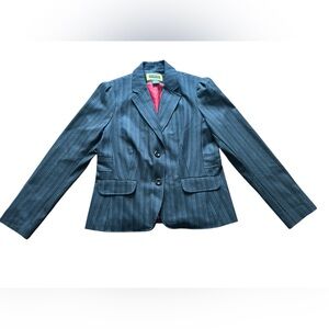 Vintage Y2K George Black/Gray Stripe Women’s Notched Lapel Suit Jacket Blazer